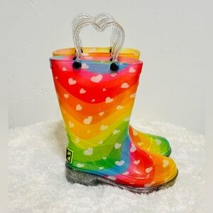Western Chief Toddler Heart Waves Rain Boots  Glitter, Pull-On SZ 5